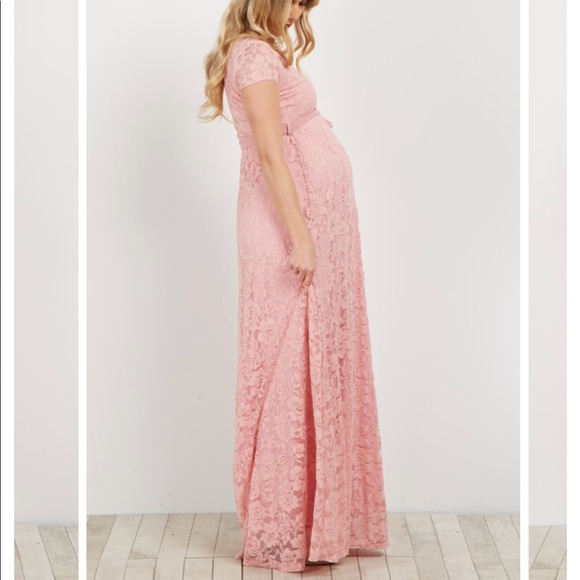 Pinkblush Other - Pink Blush - Pink lace tie sash gown